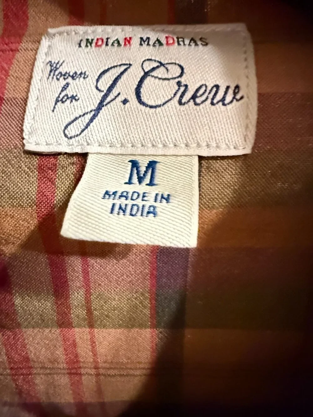 J. Crew Men's Indian Madras Western Pearl Snap Shirt, Medium